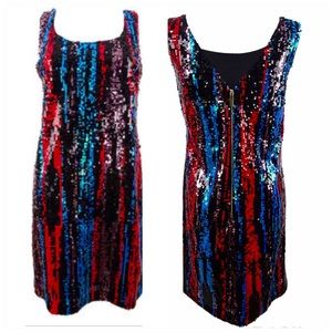 Calvin Klein® Color Striped Sequin Sheath.